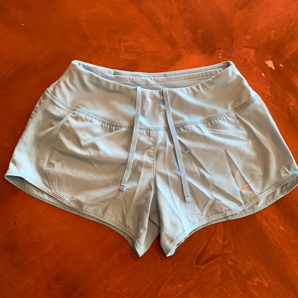 Workout shorts-light blue in color.